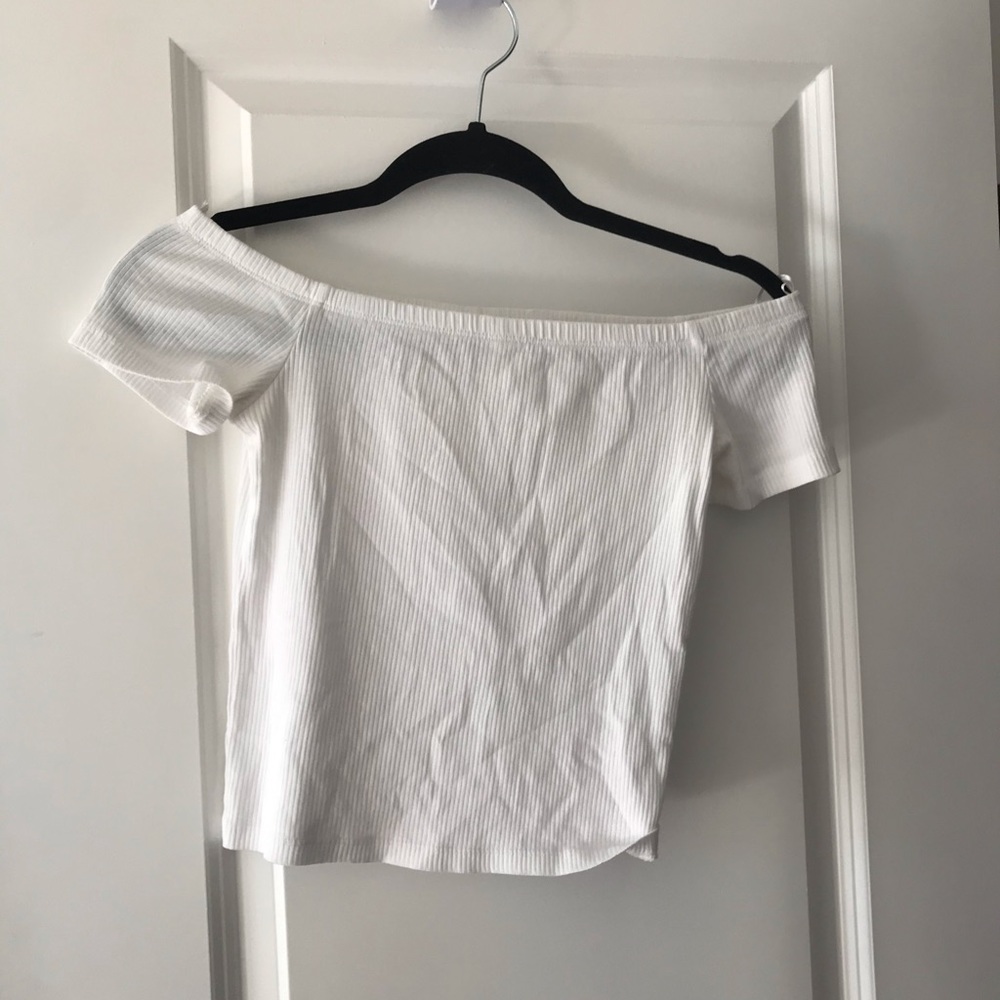 White fitted off the shoulder top